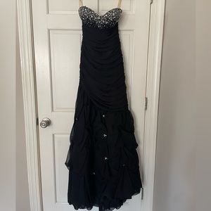 Joli Prom Black Strapless Gown with Sequined Sweetheart Neckline